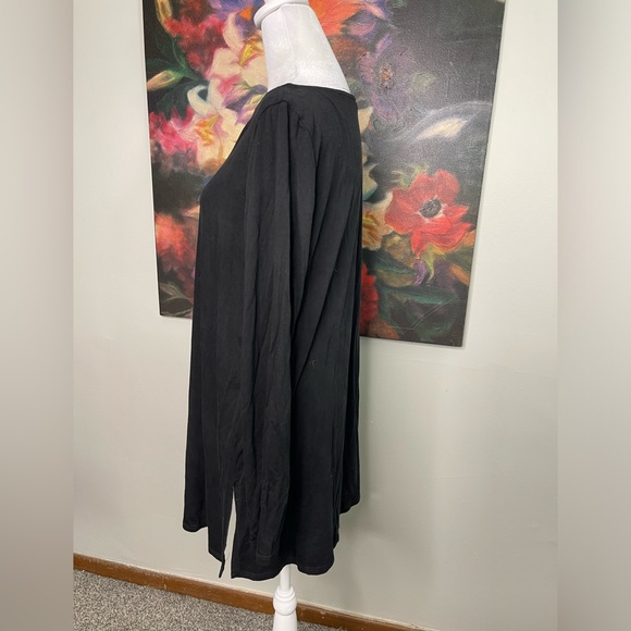 Eileen Fisher Black Tencel Lyocell Butter Soft Drapy Long Sleeves Tunic Blouse M - Picture 3 of 7